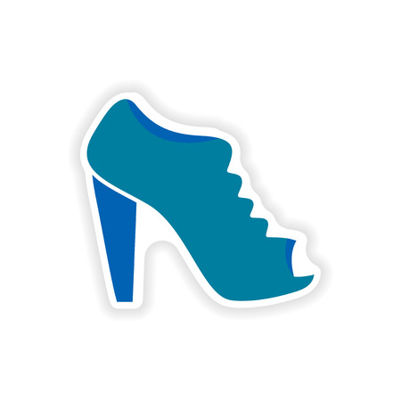 stylish paper sticker on white background shoesのイラスト素材