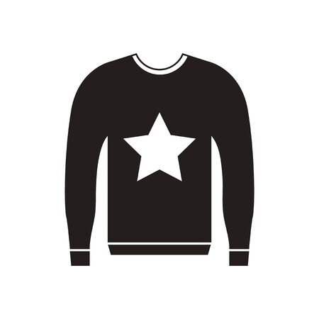 Flat icon in black and white  men's sweaterのイラスト素材