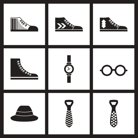 Concept flat icons in black and white  Men's Accessoriesのイラスト素材