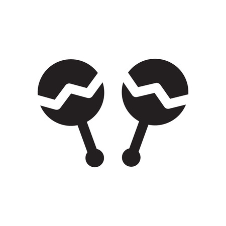 Flat icon in black and white  maracasのイラスト素材