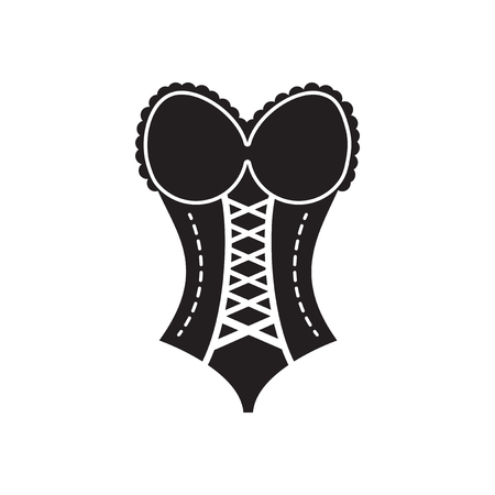 Flat icon in black and  white women corsetのイラスト素材