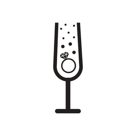Flat icon in black and  white Ring champagne glassのイラスト素材