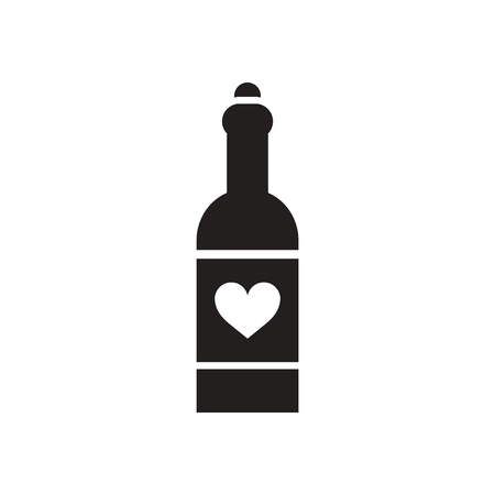 Flat icon in black and  white bottle of wineのイラスト素材