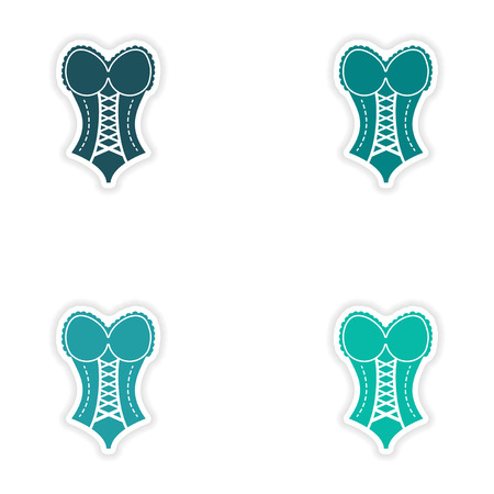 concept stylish paper sticker on white background women corsetのイラスト素材