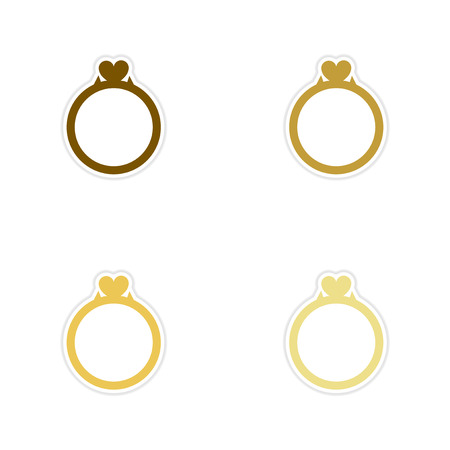 Concept of paper stickers on white  background wedding ringのイラスト素材