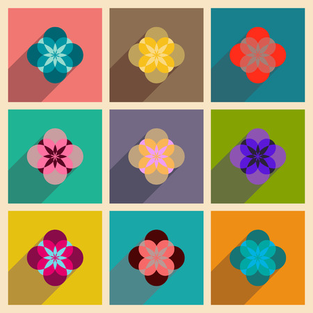 Concept of flat icons with long shadow  flower silhouetteのイラスト素材