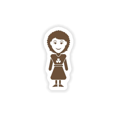 stylish paper sticker on white background Irish womanのイラスト素材