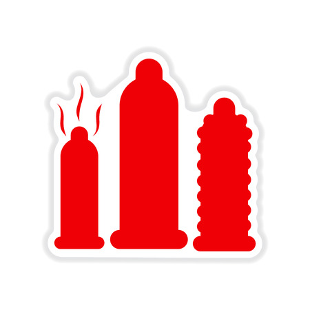 paper sticker on white background  types of condomsのイラスト素材