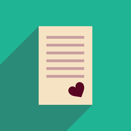 flat icon with long shadow   love letterのイラスト素材