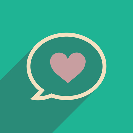 flat icon with long shadow  thinking cloud heartのイラスト素材