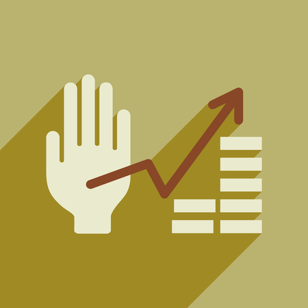 Flat web icon with  long shadow hand graphのイラスト素材