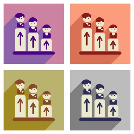 Concept of flat icons with long  shadow people scheduleのイラスト素材