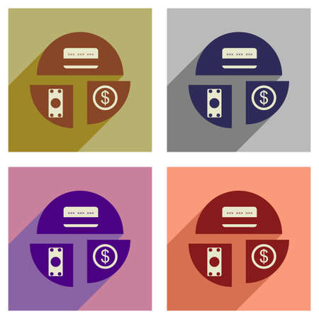 Concept of flat icons with  long shadow financial chartのイラスト素材