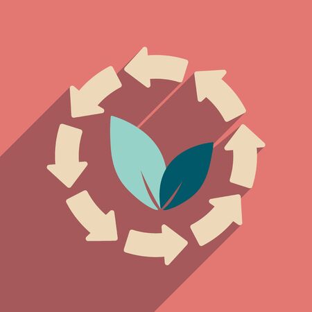 Flat web icon with long shadow  arrow leavesのイラスト素材