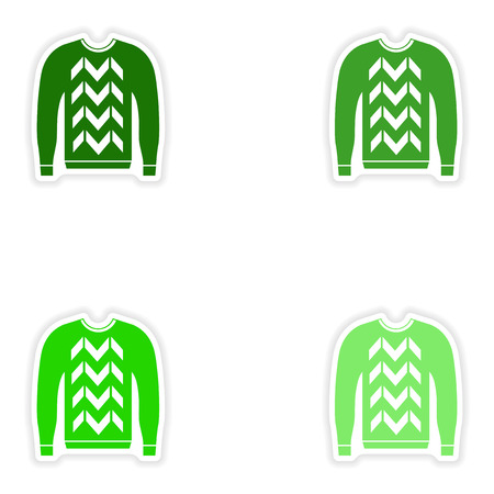 Set of paper stickers on white background sweaterのイラスト素材