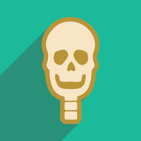 flat icon with long shadow human skullのイラスト素材