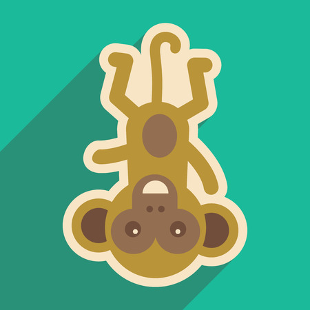 flat icon with long shadow funny monkeyのイラスト素材
