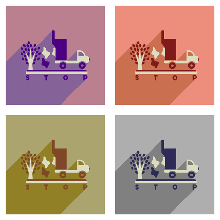 Concept of flat icons with long  shadow no environmental pollutionのイラスト素材