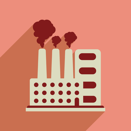 Flat web icon with long  shadow factoryのイラスト素材
