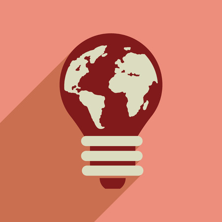 Flat web icon with long  shadow eco light bulbのイラスト素材