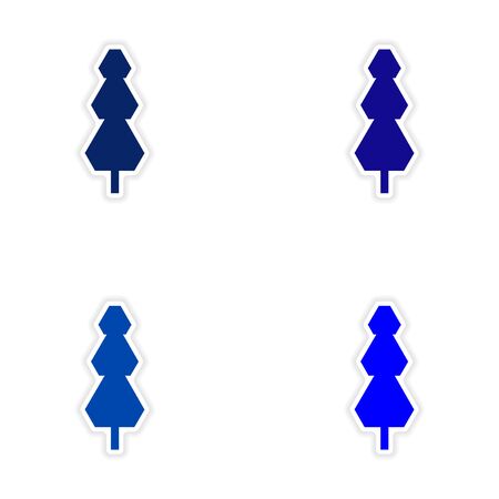 assembly realistic sticker design on paper tree iconのイラスト素材