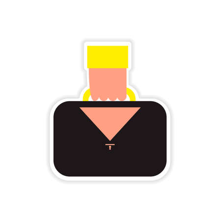 stylish sticker on paper hand holding caseのイラスト素材