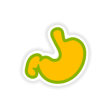 paper sticker on white background human stomachのイラスト素材