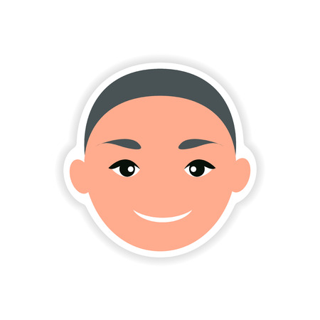 paper sticker Indian boy on white backgroundのイラスト素材