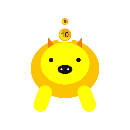 Flat with shadow icon piggy bank coins and dollarsのイラスト素材