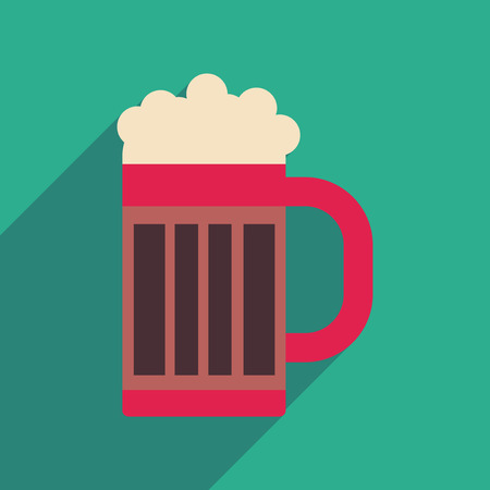 Flat web icon with long shadow glass of beerのイラスト素材