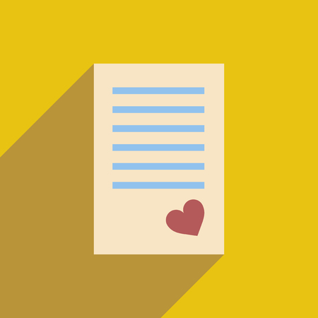 flat icon with long shadow   love letterのイラスト素材