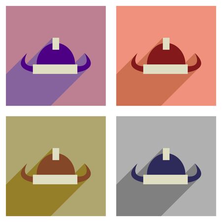 Concept of flat icons with long  shadow Viking helmetのイラスト素材