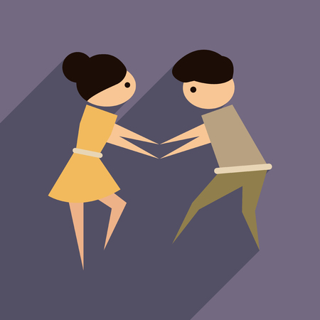 Flat web icon with long  shadow dancers coupleのイラスト素材