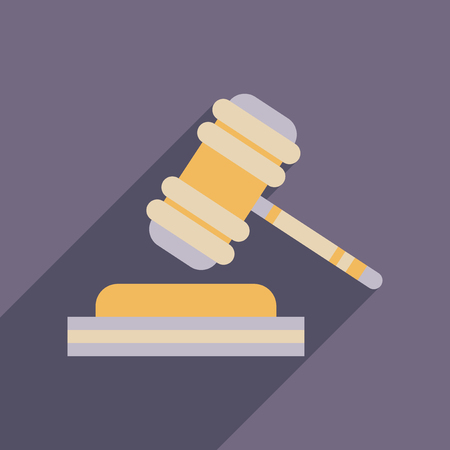 Flat web icon with long  shadow judge hammerのイラスト素材