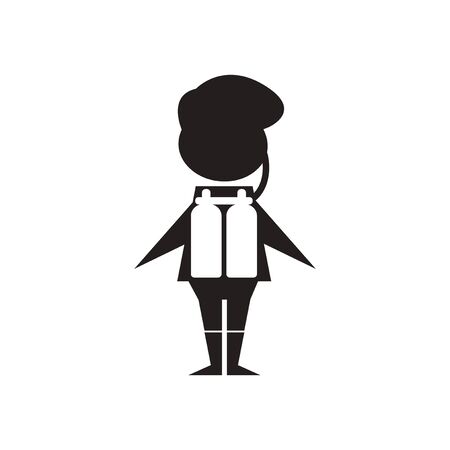 Flat icon in black and  white Man diverのイラスト素材