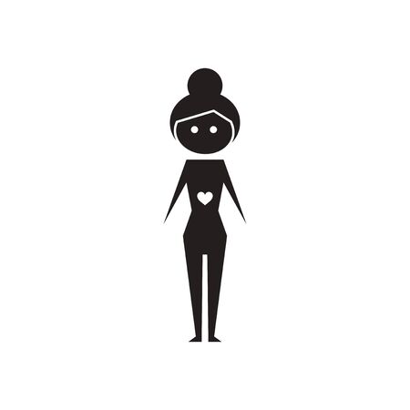 Flat icon in black and  white girl in swimsuitのイラスト素材