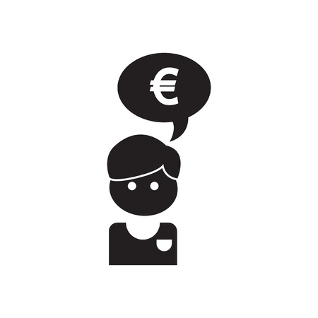 Flat icon in black and  white Worker thoughtのイラスト素材