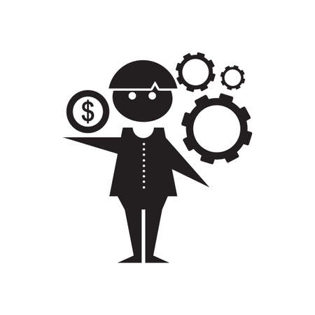 Flat icon in black and  white Man scheduleのイラスト素材