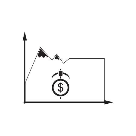 Flat icon in black and  white economic graphのイラスト素材