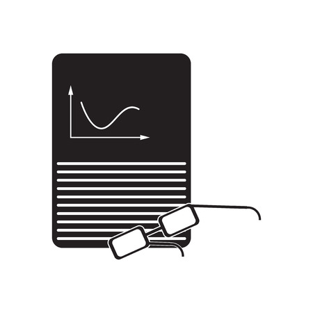 Flat icon in black and  white document eyeglassesのイラスト素材