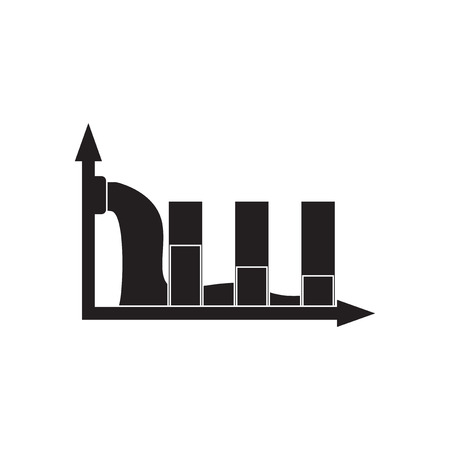 Flat icon in black and  white economic graphのイラスト素材