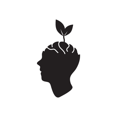 Flat icon in black and  white ecological thinkingのイラスト素材
