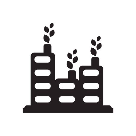 Flat icon in black and  white eco factoryのイラスト素材