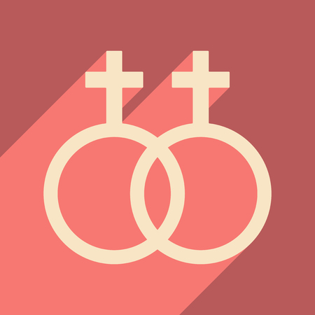 Flat with shadow icon and mobile application equality of the sexesのイラスト素材