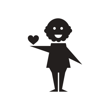 Flat icon in black and  white heart manのイラスト素材