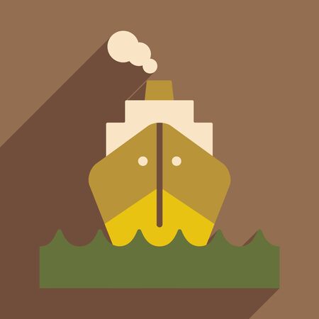 Flat with shadow icon and mobile application boatのイラスト素材