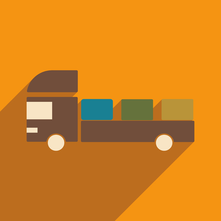 Flat with shadow icon and mobile application delivery truckのイラスト素材