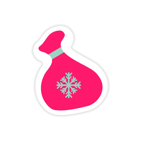 paper sticker on white background Santa's sackのイラスト素材
