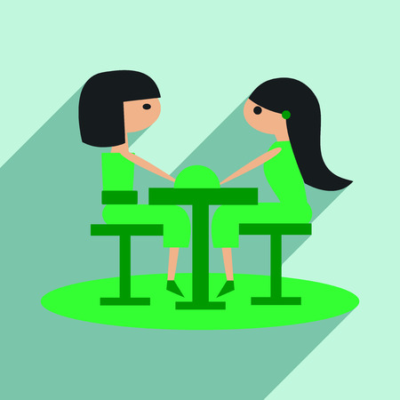 Flat with shadow icon and mobile application meeting friendsのイラスト素材