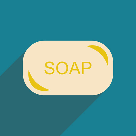 Flat with shadow icon and mobile application laundry soapのイラスト素材